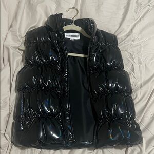 Steve Madden Glossy Black Puffer Vest
